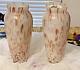 1 Pair MURANO Hand Blown Art Glass Vases 15 Copper & White Metallic