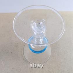 10 Vintage Murano Art Glass Wine Glasses Blue Threaded Blown Venice Italy