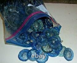 100 Antique Blue Murano Hand Blown Glass Crystal Flowers For Chandelier Orlamps