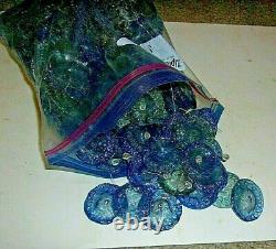 100 Antique Blue Murano Hand Blown Glass Crystal Flowers For Chandelier Orlamps