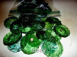 100 Antique Green Murano Hand Blown Glass Crystal Flowers For Chandelie/lamps