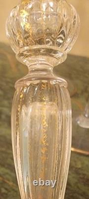 11 Stunning Murano Venetian Hand Painted Blue Blown Glass Gold Stem Wine Glasses