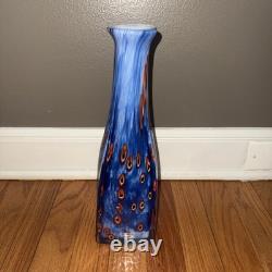 12.5 Hand Blown Art Glass Vase-4.6lbs-Murano Style Millefiori Polished Pontil