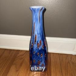 12.5 Hand Blown Art Glass Vase-4.6lbs-Murano Style Millefiori Polished Pontil