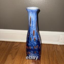 12.5 Hand Blown Art Glass Vase-4.6lbs-Murano Style Millefiori Polished Pontil