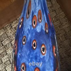 12.5 Hand Blown Art Glass Vase-4.6lbs-Murano Style Millefiori Polished Pontil