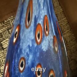 12.5 Hand Blown Art Glass Vase-4.6lbs-Murano Style Millefiori Polished Pontil