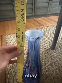 12.5 Hand Blown Art Glass Vase-4.6lbs-Murano Style Millefiori Polished Pontil