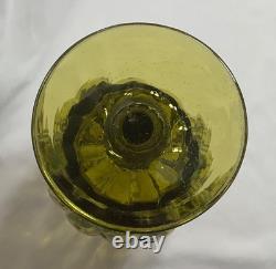 12 inches h Vintage Murano Style Hand Blown Art Glass Vase Green Applied Jewels