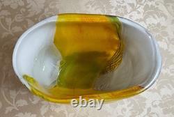 12h Huge Hand Blown Art Glass Amber Yellow Black Stripe Murano Style 15.2lb