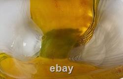 12h Huge Hand Blown Art Glass Amber Yellow Black Stripe Murano Style 15.2lb