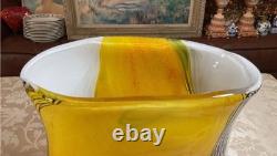 12h Huge Hand Blown Art Glass Amber Yellow Black Stripe Murano Style 15.2lb