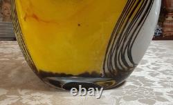12h Huge Hand Blown Art Glass Amber Yellow Black Stripe Murano Style 15.2lb