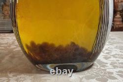 12h Huge Hand Blown Art Glass Amber Yellow Black Stripe Murano Style 15.2lb