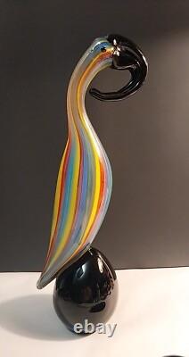 13 MURANO Style Art Glass Pelican Figurine Colorful Striped Hand Blown N. Mint