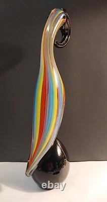 13 MURANO Style Art Glass Pelican Figurine Colorful Striped Hand Blown N. Mint