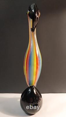 13 MURANO Style Art Glass Pelican Figurine Colorful Striped Hand Blown N. Mint