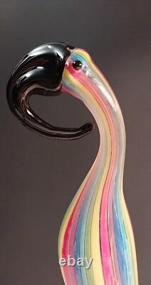 13 MURANO Style Art Glass Pelican Figurine Colorful Striped Hand Blown N. Mint