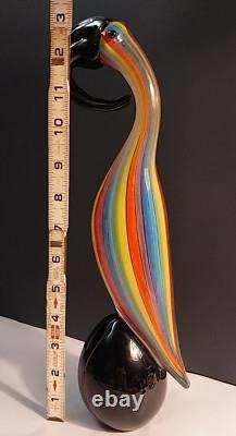 13 MURANO Style Art Glass Pelican Figurine Colorful Striped Hand Blown N. Mint