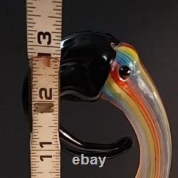 13 MURANO Style Art Glass Pelican Figurine Colorful Striped Hand Blown N. Mint