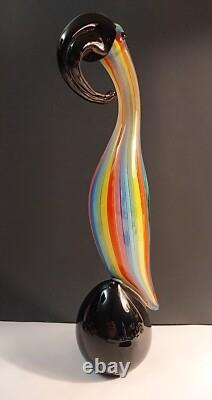 13 MURANO Style Art Glass Pelican Figurine Colorful Striped Hand Blown N. Mint