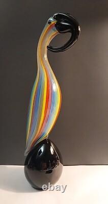 13 MURANO Style Art Glass Pelican Figurine Colorful Striped Hand Blown N. Mint