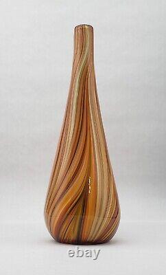 16.5 Tall Vintage Art Glass Multi Stripe Swirl Hand Blown Murano Style
