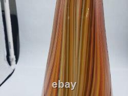 16.5 Tall Vintage Art Glass Multi Stripe Swirl Hand Blown Murano Style