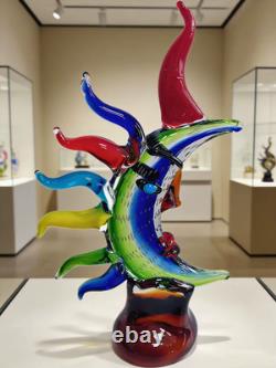 16,93 MOON FACE Murano picasso Style Glass STATUE multicolor Hand Blown Art