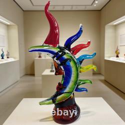 16,93 MOON FACE Murano picasso Style Glass STATUE multicolor Hand Blown Art jeb