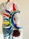 16,93 inch MOON FACE Murano picasso Style Glass Sculpture color Hand Blown Art