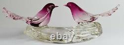 16 Pair of Vintage Murano Italy Hand Blown Glass Birds Perched on Log