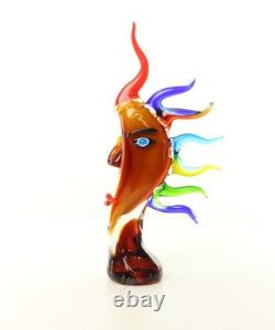 17,2 MOON FACE Murano picasso Style Glass STATUE multicolor Hand Blown Art jeb