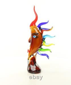 17,2 MOON FACE Murano picasso Style Glass STATUE multicolor Hand Blown Art jeb