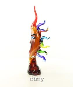 17,2 MOON FACE Murano picasso Style Glass STATUE multicolor Hand Blown Art jeb