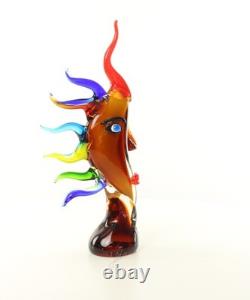 17,2 MOON FACE Murano picasso Style Glass STATUE multicolor Hand Blown Art jeb