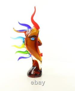 17,2 MOON FACE Murano picasso Style Glass STATUE multicolor Hand Blown Art jeb
