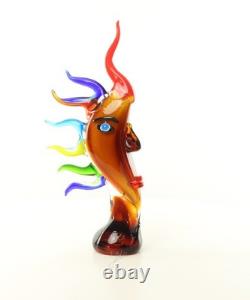 17,2 MOON FACE Murano picasso Style Glass STATUE multicolor Hand Blown Art jeb
