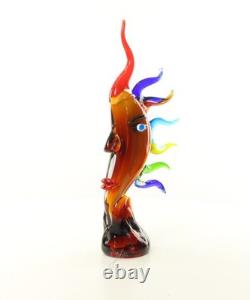 17,2 MOON FACE Murano picasso Style Glass STATUE multicolor Hand Blown Art jeb