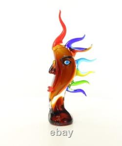 17,2 MOON FACE Murano picasso Style Glass STATUE multicolor Hand Blown Art jeb