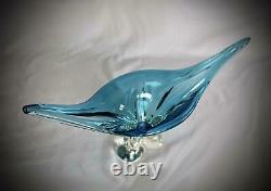 17.5 wide Mid century Murano style Blue Chalet glass hand blown gondola