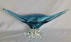 17.5 wide Mid century Murano style Blue Chalet glass hand blown gondola