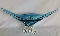 17.5 wide Mid century Murano style Blue Chalet glass hand blown gondola