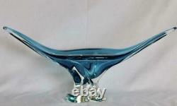 17.5 wide Mid century Murano style Blue Chalet glass hand blown gondola