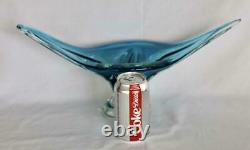 17.5 wide Mid century Murano style Blue Chalet glass hand blown gondola