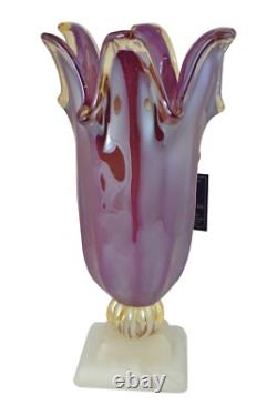 17 Inch Italian Hand Blown Murano Purple Glass Vase