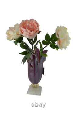 17 Inch Italian Hand Blown Murano Purple Glass Vase