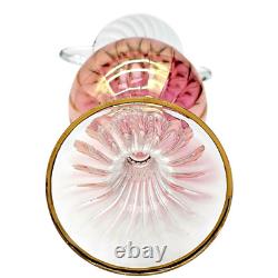 1940 Venetian Murano Gold Cranberry Hand-Blown Glass Double Handled Vase