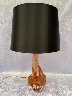 1950's MCM MURANO Pink Art Glass Table Lamp and Shade