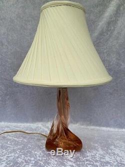 1950's MCM MURANO Pink Art Glass Table Lamp and Shade